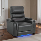 MCombo Triple Motors Power Recliner Chair with Power Headrest & Lumbar Support for Living Room, Home Theater Seating with Armrest Storage, Tray Table and Dual Charging Ports HTS708 (Grey) MCombo