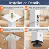 POROHOM 4PCS Adjustable Square Table Leg (14-24inch)，Metal Desk Legs, Home Office DIY Furniture Leg Set for Tables, DIY desks, Counter Tops, Kitchen Tables,Office Desk(White) POROHOM