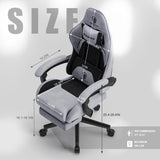 Dowinx Gaming Chair Fabric with Pocket Spring Cushion, Massage Game Chair Cloth with Headrest, Ergonomic Computer Chair with Footrest 290LBS, Black and Grey Dowinx