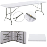 BTEXPERT 8-Foot-96 long White Plastic Folding Table Portable 30" Wide, 29" High, Indoor Outdoor Events Banquet Dining Party Patio, One BTEXPERT