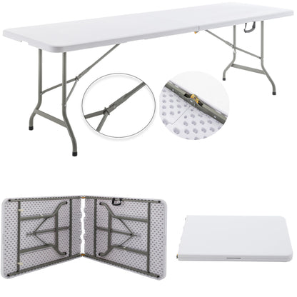 BTEXPERT 8-Foot-96 long White Plastic Folding Table Portable 30" Wide, 29" High, Indoor Outdoor Events Banquet Dining Party Patio, One - WoodArtSupply