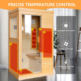 ToTibuy Far Infrared Home Sauna Low-EMF 800W Canadian Hemlock Indoor Sauna with Control Panel, Bluetooth,35.2 * 27.6 * 61.6Inch ToTibuy