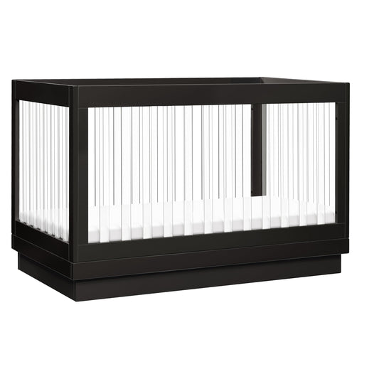 Babyletto Harlow Acrylic 3-in-1 Convertible Crib with Toddler Bed Conversion Kit in Black with Acrylic Slats, Greenguard Gold Certified