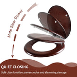 Angel Shield Elongated Wood Toilet Seat with Quiet Close,Easy Clean,Quick-Release Hinges(Elongated,Dark Walnut) Angel Shield