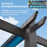 PURPLE LEAF 12' X 18' Outdoor Pergola with Retractable Canopy Aluminum Shelter for Porch Garden Sun Shade Pavilion Grape Trellis Grill Gazebo Modern Backyard Deck Metal Patio Pergola Turquoise Blue PURPLE LEAF