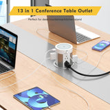 Kungfuking Pop Up Outlet for Countertop Kitchen, 15W Wireless Charger, 75W USB C Counter Top Electrical Power, 8 Outlets & 4 USB Ports, 4"Hole Recessed Popup Outlet for Island Conference Table Office Kungfuking