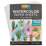 Bright Creations 100 Sheets Cold Press Watercolor Paper for Artists and Beginners - 8.5 x 11 in Pack, Paint Paper for Watercolor Bright Creations