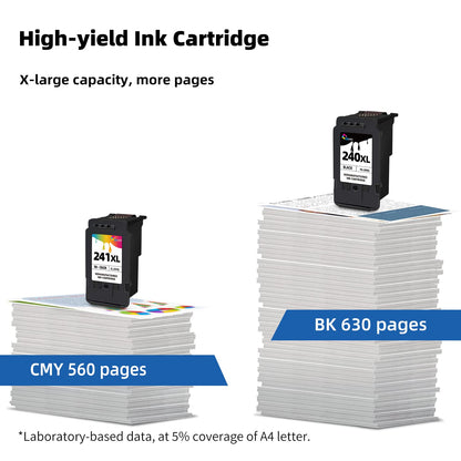 Ubinki Remanufactured Ink Cartridge Replacement for Canon 240XL 241XL PG-240 CL-241 PG240 CL241 XL Black and Color Combo for MG3620 MG3600 TS5120 TS5100 MG2120 MG3520 MX452 MX512 MX472 MG2220 Printer