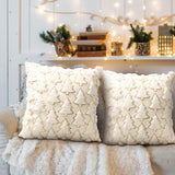 Christmas Pillow Covers, Set of 2 Christmas Decorations Throw Pillow Covers, 18x18 Inch Soft Fluffy Cushion Covers for Home Décor Xmas Series Cushion Pillow Cover Custom Zippered Square Pillowcase Eliluoni