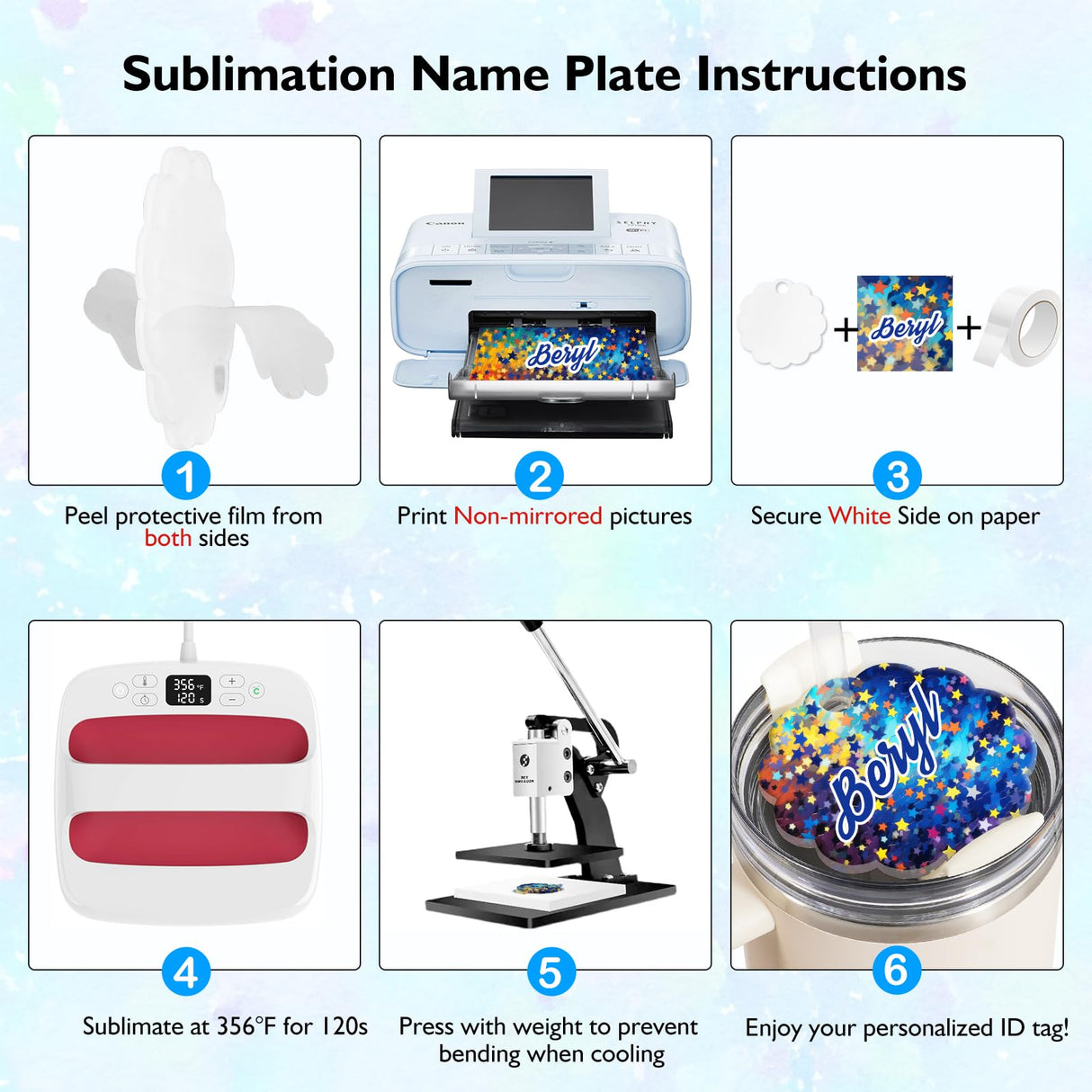 ToBeAce Sublimation Name Plate Blanks Acrylic for Stanley 30 20 oz Tumblers H2.0, Sublimation Topper Personalized Name Tag for Customized Stanley Cup, Round (8 Pcs, NOT 40 oz) ToBeAce