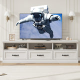 IDEALHOUSE 70in TV Stand for TVs up to 80", Mid Century Modern Entertainment Center with Storage Drawer and Open Shelves, TV Console Media Cabinet for Living Room, Bedroom, Antique White IDEALHOUSE