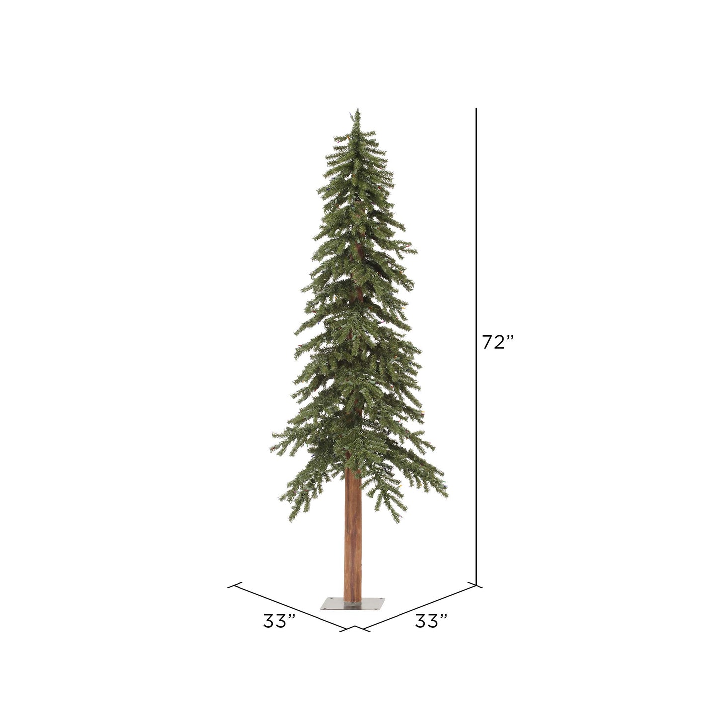 Vickerman 6' Natural Alpine Unlit Christmas Tree - Traditional Deep Green - 657 PVC Tips - Flat Metal Stand - Seasonal Indoor Home Decor - Unlit Alpine Tree