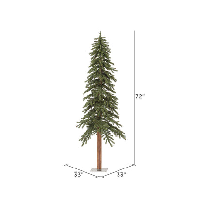 Vickerman 6' Natural Alpine Unlit Christmas Tree - Traditional Deep Green - 657 PVC Tips - Flat Metal Stand - Seasonal Indoor Home Decor - Unlit Alpine Tree