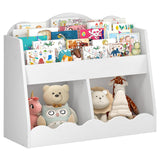 CHOEZON Kids Bookshelf and Toy Storage, Children's Bookcase with 2 Toy Cubes, Toddler Book Shelf for Kids Room, Wooden Book Organizer, for Playroom, Nursery, Living Room, White MCW15WB CHOEZON