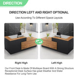 L Shaped Reception Desk with Lockable Drawer and Cable Grommets Front Desk Retail Checkout Counter Table for Salon Lobby Shop Office Reception Room Wood and Black Right 63inch/160cm Generic