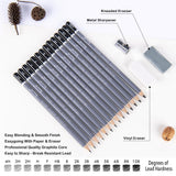 Brusarth Professional Sketch Pencils for Drawing Set - Graphite Pencils (4H-10B), Graphite Sticks, Erasers and Sharpener, Art Pencils for Sketching- Ideal for Artists and Beginners,17Pcs Brusarth