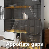 GUQASDV Black Cat Cage, Catio Indoor Cat Enclosure, Enclosed Cat Playpen, Cat Crate with Enclosed Litter Box for Ferret, Chinchilla, Rabbit, Small Animals(111x39x111cm) GUQASDV