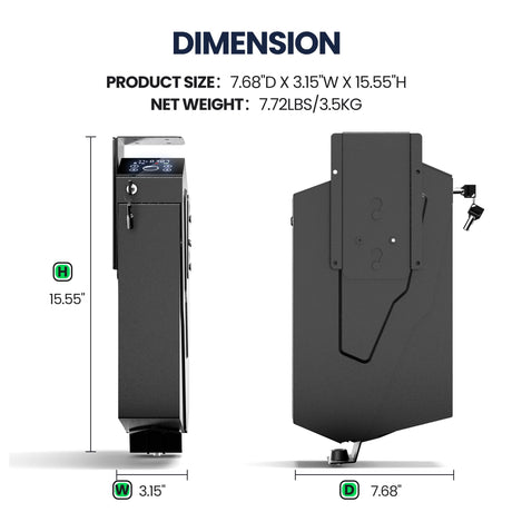 KornerBatl Quick Access Biometric Gun Safe for handgun, 2 in 1 Pistol Bedside Gun Safe, Mounted Drop Down Nightstand Pistol Safe with Fingerprint & Passcode & Key 3 Ways KornerBatl