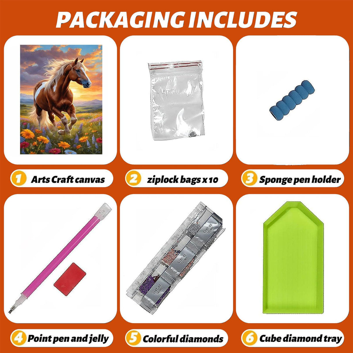 Horse Diamond Painting Kits for Adults - Diamond Art Kits for Adults, Round Animal 5D Gem Art Kit for Adult DIY Crafts Kit Gift Home Wall Decor Gifts (16x12 inch) xackcme