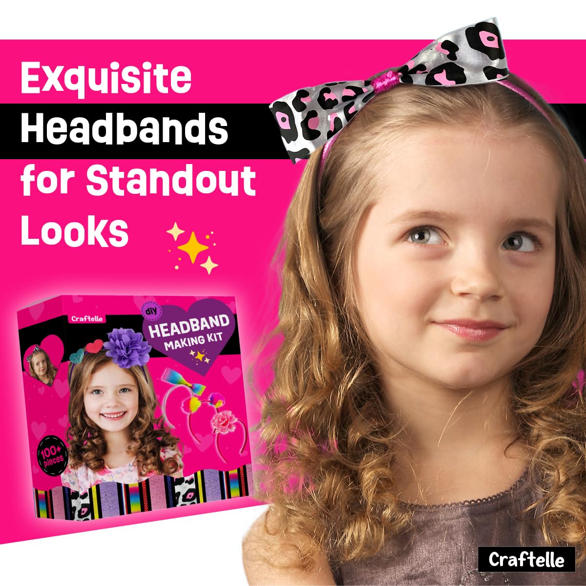Headband Making Kit for Girls - Make Your Own Fashion Headbands for Kids - DIY Hair Accessories for Girls 4-6 - Arts & Crafts Best Birthday Gifts Ideas - Art Gift for 4 5 6 7+ Year Old Girl THE SCHOLAR ANT