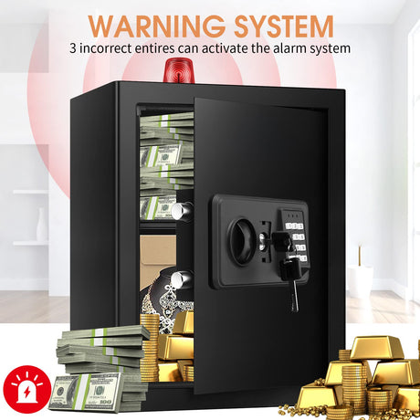 3.0 Cubic Feet Fire proof Safe Boxes for Home Use, Digital Home Security Safe Box with Electronic Keypad & Keys, Personal Safe for Firearm Medicine Money Documents Valuables TOLEBLID