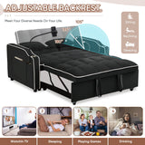 Sleeper Sofa Couch Bed with USB & Type C Port, Modern 3-in-1 Convertible Velvet Pull Out Loveseat Futon Sofa w/Phone Holder/Cup Holder for Living Room Apartment, Adjustable Backrest, Black Antetek