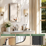 Venlus 16x24 Recessed Medicine Cabinet with Mirror - Black Mirrored Medicine Cabinets for Bathroom Vanity, Bathroom Mirror with Storage & Heavy Metal Frame, Adjustable Shelves, Surface Wall Mount Venlus