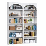 Gyfimoie 70.8’’ Tall Bookshelf and Bookcase, 7-Tier Double Wide Bookcase Modern Large Open Display Shelves with Curved Baffle for Home Office Living Room (White) Gyfimoie