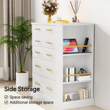 JanflyHome Closet Island with Open Shelves, Modern Glass Top Dresser with LED Lights, Tall Chest of Drawers with Jewelry Organizer for Bedroom,Living Room, Bedroom, Hallway, Entryway, White JanflyHome