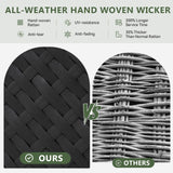 Aoxun 8 Piece Patio Furniture Set with 44” Fire Pit Table Wicker Rattan Patio Sectional Sofa Set Outdoor Seating Furniture with Thickened Cushion, Black Aoxun