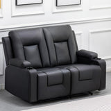 COMHOMA Leather Recliner Modern Loveseat Sofa, 2 Leather Recliner Chairs,Modern Small Sofa Couch,2 Seater PU Loveseat,Couches for Living Room with Drink Holders Living Room Chair Loveseat Sofa COMHOMA