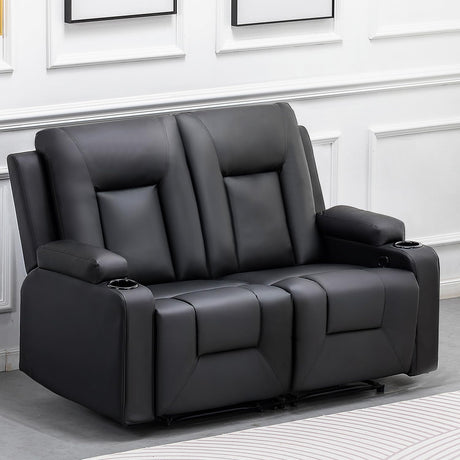 COMHOMA Leather Recliner Modern Loveseat Sofa, 2 Leather Recliner Chairs,Modern Small Sofa Couch,2 Seater PU Loveseat,Couches for Living Room with Drink Holders Living Room Chair Loveseat Sofa COMHOMA