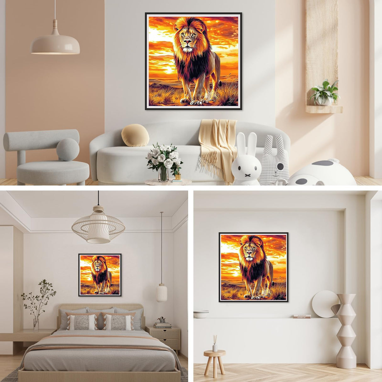 SENQAO Diamond Art Kits for Adults - Lion Diamond Painting Kits DIY 5D Full Drill Diamond Dots Paintings with Diamonds Gem Art and Crafts for Home Decor 12x12 Inch SENQAO