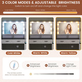 DDONGMM Farmhouse Vanity Desk Makeup Table with Mirror and 10 Lights, 45.3" Large Vanity Desk with Power Outlet, 5 Drawers, 1 Cabinet & 9 Jewelry Hooks, Dressing Table for Women Girls White & Black DDONGMM