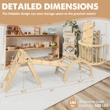 Granper Pikler Triangle Set 7-in-1, Foldable Toddler Climbing Toys Indoor, Wooden Montessori Climbing Set with Arch/Ramp/Ladder, Baby Climber Jungle Gyms for Toddlers and Kids (Burlywood) Granper