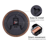 Vigorwise 14 Inch Wooden Wall Clock, Retro Wood Wall Clocks Battery Operated, Large Silent Sweep Movement Accurate Wall Clock for Living Room Bedroom Housewarming Xmas New Year Present Vigorwise
