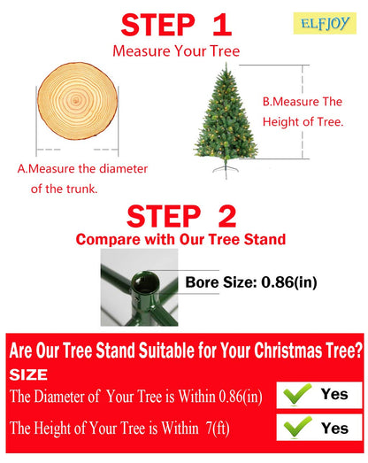 ELFJOY Christmas Tree Stand with Swivel Caster Wheels for 3-7ft. Artificial Tree Base 17inch, Christmas tree iron stand, 7/8inch inner diameter, Movable Tree Base, Green Tree Stand (Green)