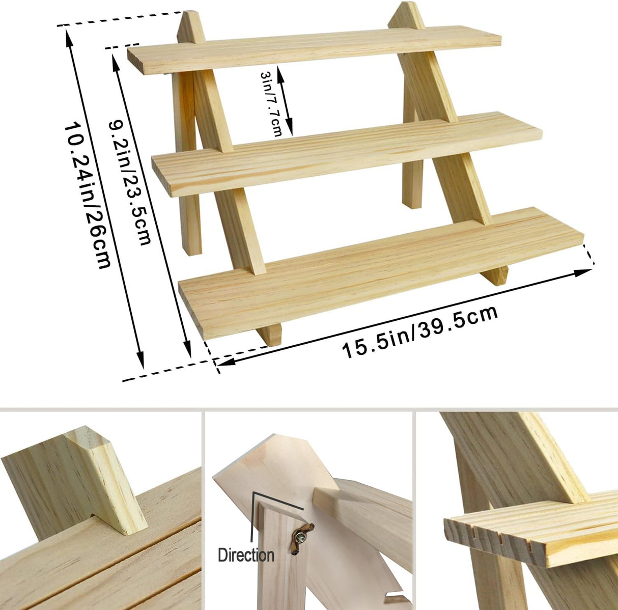 Auroal 3 Tier Earring Display Stands For Selling, Retail Display Riser Earring, Ring Holder Stand, Removable Countertop Small Merchandise Display Stand, for Figures,Cupcake, Photo (Wood color) Auroal