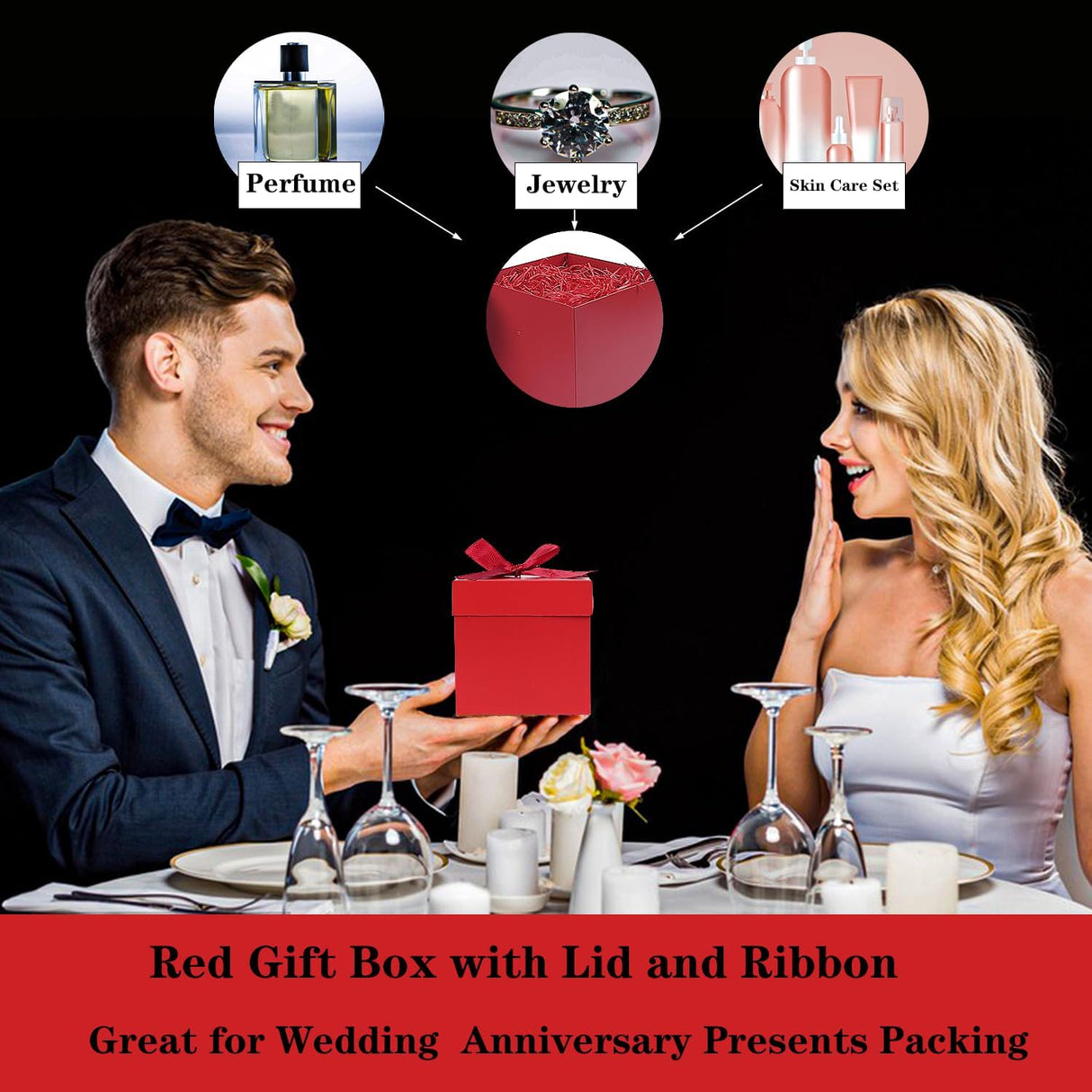 Elephant-package 12Pack Red 6Inch Gift Boxes with Lids, Squared Boxes with Lids Perfect for Christmas, Valentine’s Day, Birthday Present Packing, Party Favor, New Year. Elephant-package
