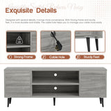 YESHOMY Modern TV Stand for 65" Television, Entertainment Center with Two Storage Cabinets, Retro Style Media Console for Living Room, Bedroom, Office, 58 Inch, Light Gray YESHOMY