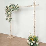 Tableclothsfactory 7.5ft Natural Birch Wood Square Wedding Arch, Rustic Arbor Photography Backdrop Stand Tableclothsfactory