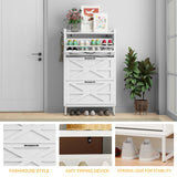 DWVO Farmhouse Shoe Storage Cabinet with 3 Flip Drawers, Slim Shoe Cabinet for Up to 24 Pairs, Narrow Shoe Rack for Entryway, Living Room, Hallway (White) DWVO
