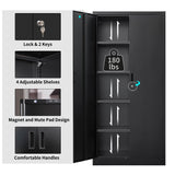 Metal Storage Cabinet, Locking Cabinet with Adjustable Shelves, 18" D x 36" W x 72" H Garage Storage Cabinets for Home, Office, Warehouse- Black Wanfu