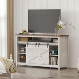 Lifewit Farmhouse TV Stand for up to 65" TV, 33.4" Tall Entertainment Center with Ajustable Shelves, Sliding Barn Door and Open Storage Spaces, TV Console for Living Room, Bedroom， Rustic White Lifewit