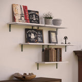 RICHER HOUSE Floating Wall Shelves, Rustic Wood Bathroom Shelves Set of 5, Farmhouse Style Shelf for Décor, Hanging Bedroom, Storage, Kitchen, Living Room - White RICHER HOUSE