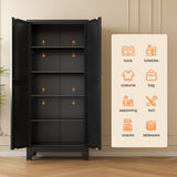 71" Tall Metal Storage Cabinet with 2 Doors and 4 Adjustable Shelves, 5-Tier Kitchen Pantry Storage Cabinet for Kitchen, Living Room, Dining Room and Office, Black LCAOPC