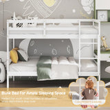 Giantex Bunk Bed Twin Over Twin White, Solid Wood Bunk Bed with Sturdy Ladder & 12 Inch Safety Guard Rails, Twin Size Wood Bed Frame for Dormitory, No Box Spring Needed, Bunk Beds for Kids Teens Giantex