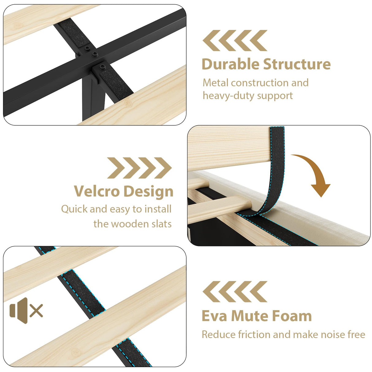 GarveeHome King Size Velvet Bed Frame, 50.2 in Tall Headboard & Footboard, Upholstered Platform King Bed Frame with Nailhead Trim, No Box Spring Needed, Noise Free, Solid Wooden Slats, Beige GarveeHome