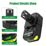 2Pack 18V 3.6Ah P102 Replacement Battery for Ryobi 18V Battery Lithium Compatible with Ryobi Battery 18v P102 P103 P104 P105 P107 P108 P109 P122 Compatible with Ryobi 18v Cordless Power Tools (Green) Eagglew