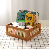 YAHUAN Woven Wooden Basket Wood Storage Crate Box, Decorative Rustic Basket Bamboo Basket with Built-In Handles for Kitchen Pantry, Cabinet, Office, Bedroom, Rustic Country Decor (Brown) YAHUAN